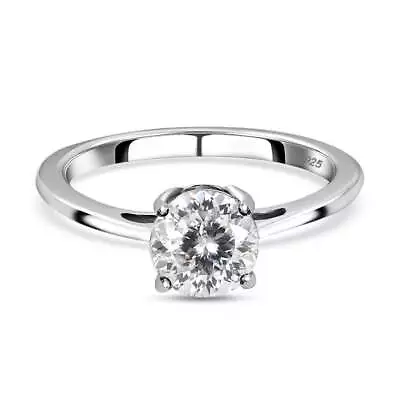 TJC 1ct Moissanite Solitaire Ring For Women In Platinum Over Silver • £24.99