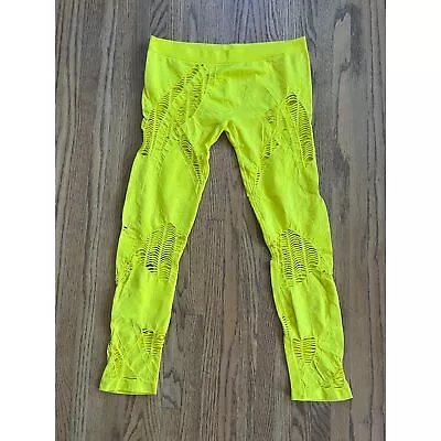 STELLA McCartney X Adidas Yellow Yoga Cut Out Leggings Pants Women's Size EU 44 • $34