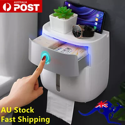 $24.99 • Buy Toilet Paper Roll Holder Box With Drawer Phone/Pad Holder Easy Install NO Holes