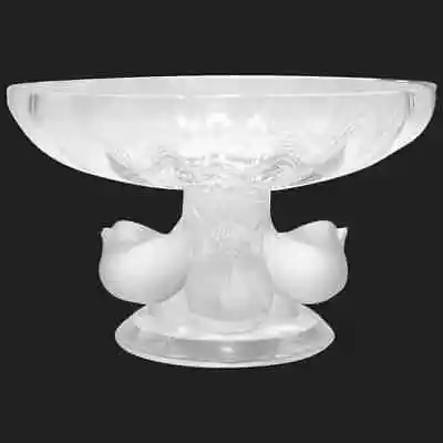 LALIQUE Crystal 'Nogent' Sparrow Birds Pedestal Compote/Candy Dish/Bowl • $365