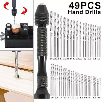 49PC Mini Tiny Micro HSS Twist Drill Bit Set 0.5-3.0mm Hand Model Craft DIY Kit • £5.79