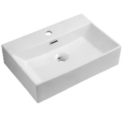 Bathroom Wash Sink Basin Wall Hung Rectangular Ceramic Countertop White • £52.99