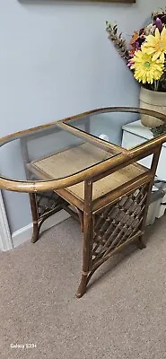 Mid Century Bamboo Rattan Table • $75.97