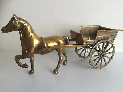 Antique Victorian Brass Model Of A Horse & Cart. • $49.78