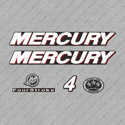 Mercury 4 Hp Four Stroke Outboard Engine Decals Sticker Set Reproduction 4HP • $40.49
