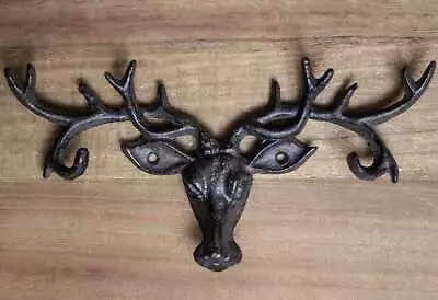 £10.99 • Buy Cast Iron Deer Stag Coat Hook Key Holder Indoor Outdoor Storage Wall Mount Home