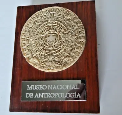 Aztec Mexico Mayan Calendar Sun Stone On 3  X 4   Wood Base • $24
