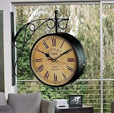 Antique Victoria Station Double Sided Railway Clock Wall Clock Home Decorative • £70.01