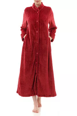 $89.95 • Buy Ladies Givoni Red Luxury Long Button Dressing Gown Robe (45 Ruby)
