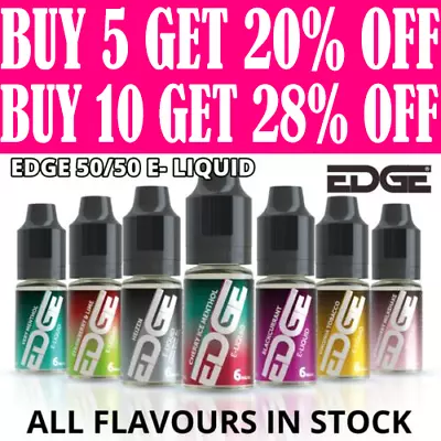 Edge E Liquid 10ml Vape Juice 50/50  All Flavours & Strength - Pod Kit E Liquid • £1.83