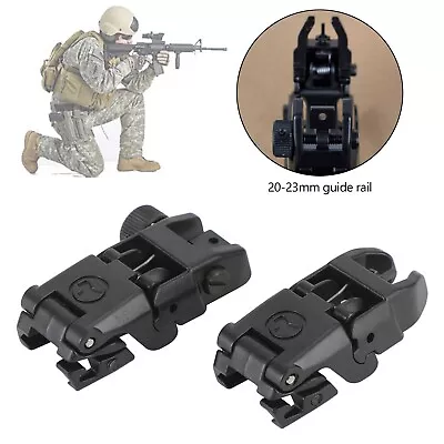 Folding Flip Up Iron Sight Back Up Sights Set 20MM Front Rear Picatinny Rail E7 • $45.61