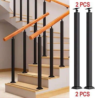 Stair Balusters Post Black Square Metal Railing Spindles W/ Flat Banister Column • $23.49