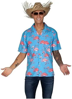 Mens Hawaiian Shirt Pink Flamingo/Funky Pineapple Fancy Dress Costume Stag Party • £5.95