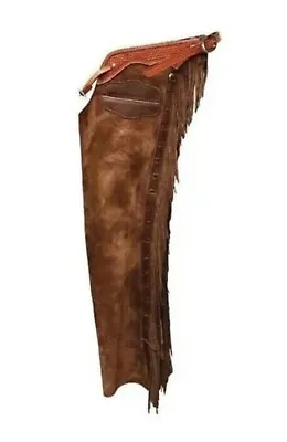 Handmade Native Western Cowboy Chap Fringes Suede Leather Pant  Riding Chaps • $69.99