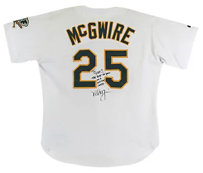 A's Mark McGwire  To Shaq  Signed Game Used White Russell Athletic Jersey BAS • $11999.99