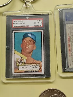 MICKEY MANTLE ROOKIE 1952 TOPPS PSA 10 Mini Slab Keychain Rc Yankees 🔥 2/$25 • $13.99