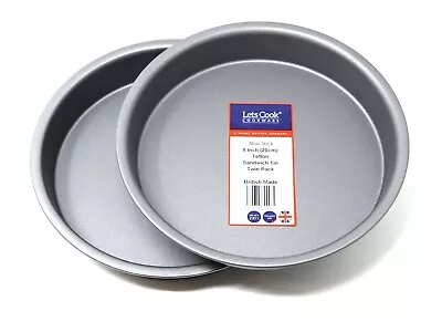 8 Inch Victoria Sandwich Tin Twin Pack Fixed Base 20cm British Made Teflon • £10.99