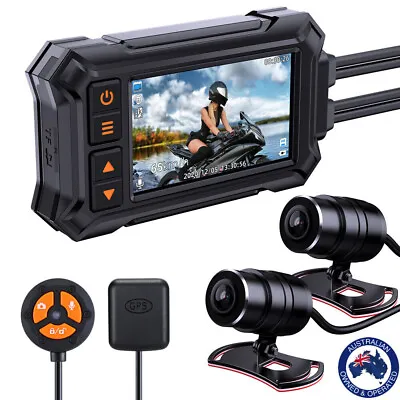 $143.85 • Buy 3  Waterproof Motorcycle Dash Camera 1080P Front&Rear Motorbike Dashcam WiFi GPS