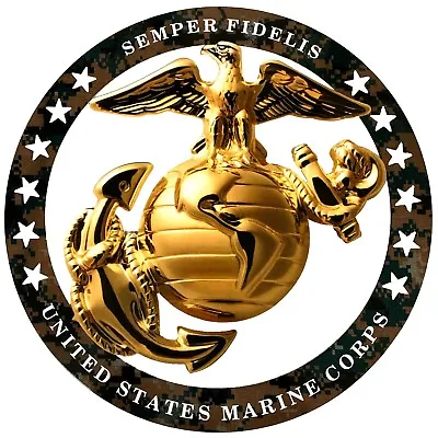 Marine USMC Enlisted EGA Round Camouflage Magnet Insignia 4 X4  SEMPER FI • $19.95