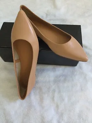 New In Box J.CREW Warm Beige Marina Leather Pointy Toe Flats Size 7 • $25