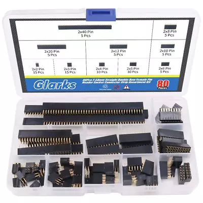 80Pcs 2.54mm Straight Double Row Female Pin Header Socket Connector Strip Kit • $17.71