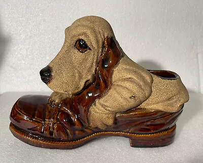 Royal Haeger Planter Hound Dog Shoe Company Basset Sand Finish Vintage MCM • $24.99