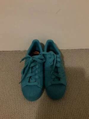 $50 • Buy Pharrell Williams Equality Adidas Superstar Turquoise Size 36