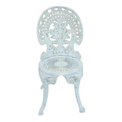 Antique French Victorian Vintage Cast Iron White Patio Garden Chair Leaf Design • $545