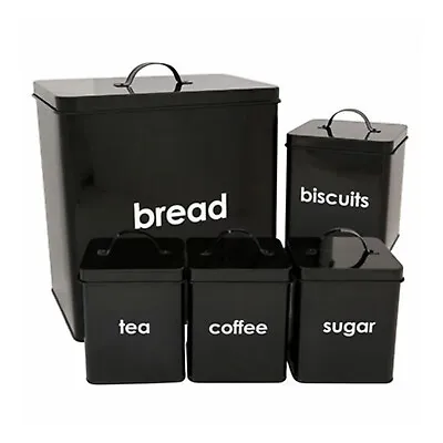 £18.85 • Buy 5pc Kitchen Set Bread Bin Tea Coffee Sugar Tins Biscuit Barrel Sealed Containers