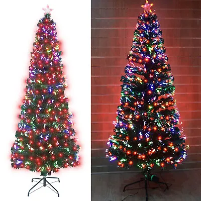 £37.93 • Buy Christmas Decoration Multi LED + Fibre Optic Pre Lit Christmas Tree Star Effect