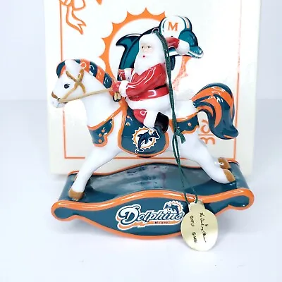 2007 Miami Dolphins Danbury Mint Christmas Ornament Rocking Horse Santa *Broken • $34.97