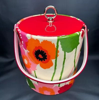 Vintage Vinyl Spring Flower Ice Bucket Red Orange Green Pink • $49