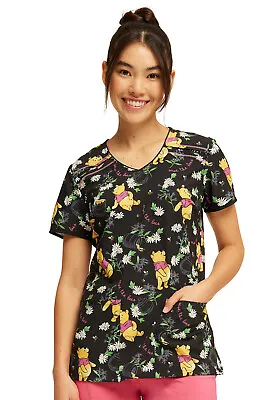 Winnie The Pooh Cherokee Scrubs Tooniforms Disney V Neck Top TF686 PHCU • $16.98