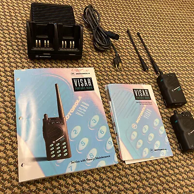 2 Motorola Visar 800MHz UHF Portable Radios W/ Talk-Around Dual Charger Manuals • $129.99