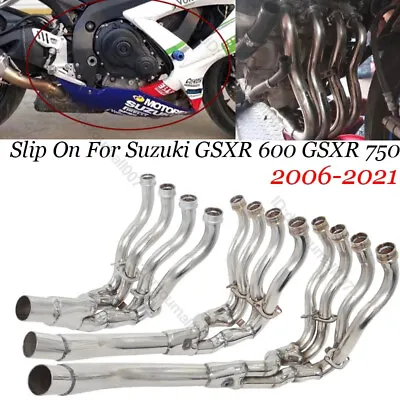 Full Motorcycle Exhaust System Header Mid Link Pipe Slip For Suzuki GSXR 600 750 • $560.62