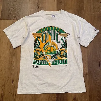 Seattle Supersonics Shirt Mens Medium Super Sonics Vintage 90s T-shirt Vtg Logo7 • $79.99