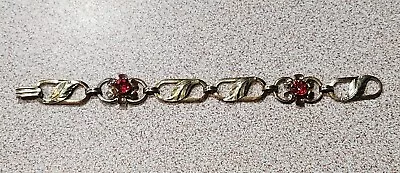 Van Dell 1/20 12k GF On Sterling 6 1/2  Garnet And Leaf Bracelet VGC • $19.99