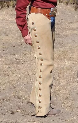 Custom Made Suede Leather Chap Western Hippy Fringes Pants Cowboy Rodeo Style • $159.99