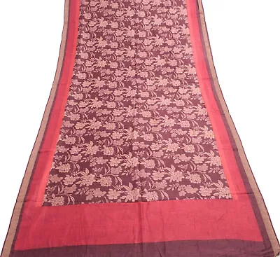 Sushila Vintage Indian Saree 100% Pure Silk Floral Woven Soft Sari Craft Fabric • $32.99