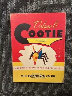 Vintage Schaper Deluxe 6 Cootie Game Complete W/Box & Inserts #306 1949 • $50