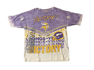 VTG 90’s Minnesota Vikings Magic Johnson T’s All Over Print T Shirt Size XL • $125