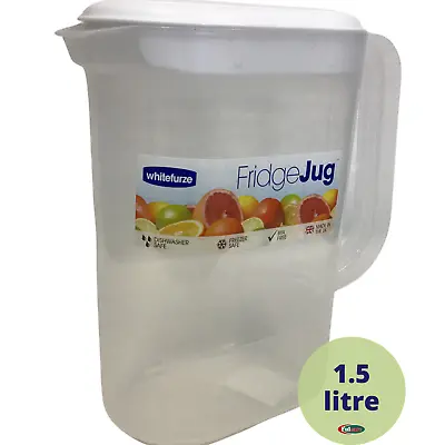 Clear Plastic Freezer Safe Milk Fridge Door Jug With Lid & Handle 1.5LTR Drinks • £8.99