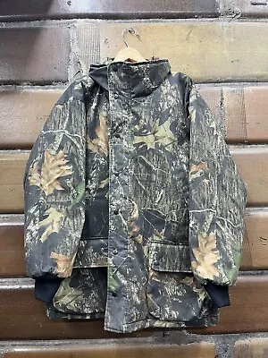 Mossy Oak Break Up Camouflage Reversible Mens Insulated Jacket Coat Parka Orange • $34.99