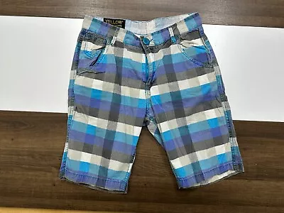 Vintage Yellow Brand Mens 30 Blue Plaid Beximco Casual Shorts YLW 100% Cotton • $16.99