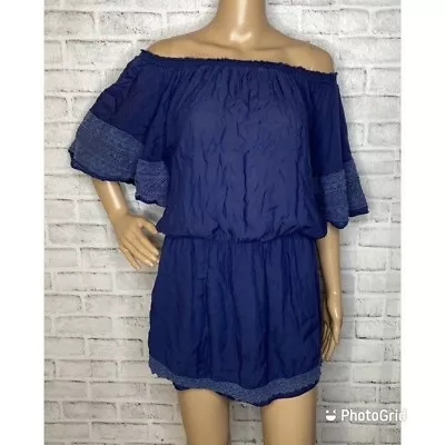 Melissa Odabash Ruffle Flounce Navy Coverup Mini Dress M Medium • $51.75