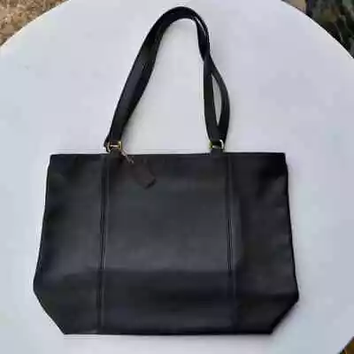 Rare Vintage Coach Tote Bag  #4065 Black Leather Large Shopper Travel  • $249
