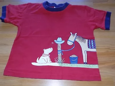 Size 24 Months Mulberribush Red Navy S/S T Shirt Top Horse Pony Puppy Dog GUC • $10