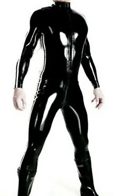 £18.99 • Buy Black Mens PVC Catsuit Wetlook Bodysuit Full Length Underwear Singlet Stag Do