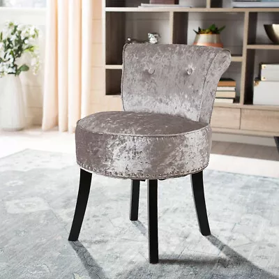 Vanity Stool Chair Makeup Round Velvet Padded Chair With Wood Legs For Bedroom • $109.95