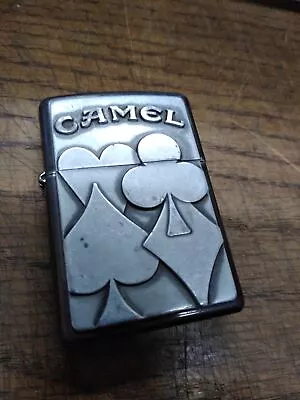 Vtg 1996 Zippo Camel Poker Card Suits Cigarette Lighter • £38.52